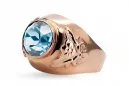 Inel Vintage Acvamarin Original vintage din aur roz de 14k vrc078r